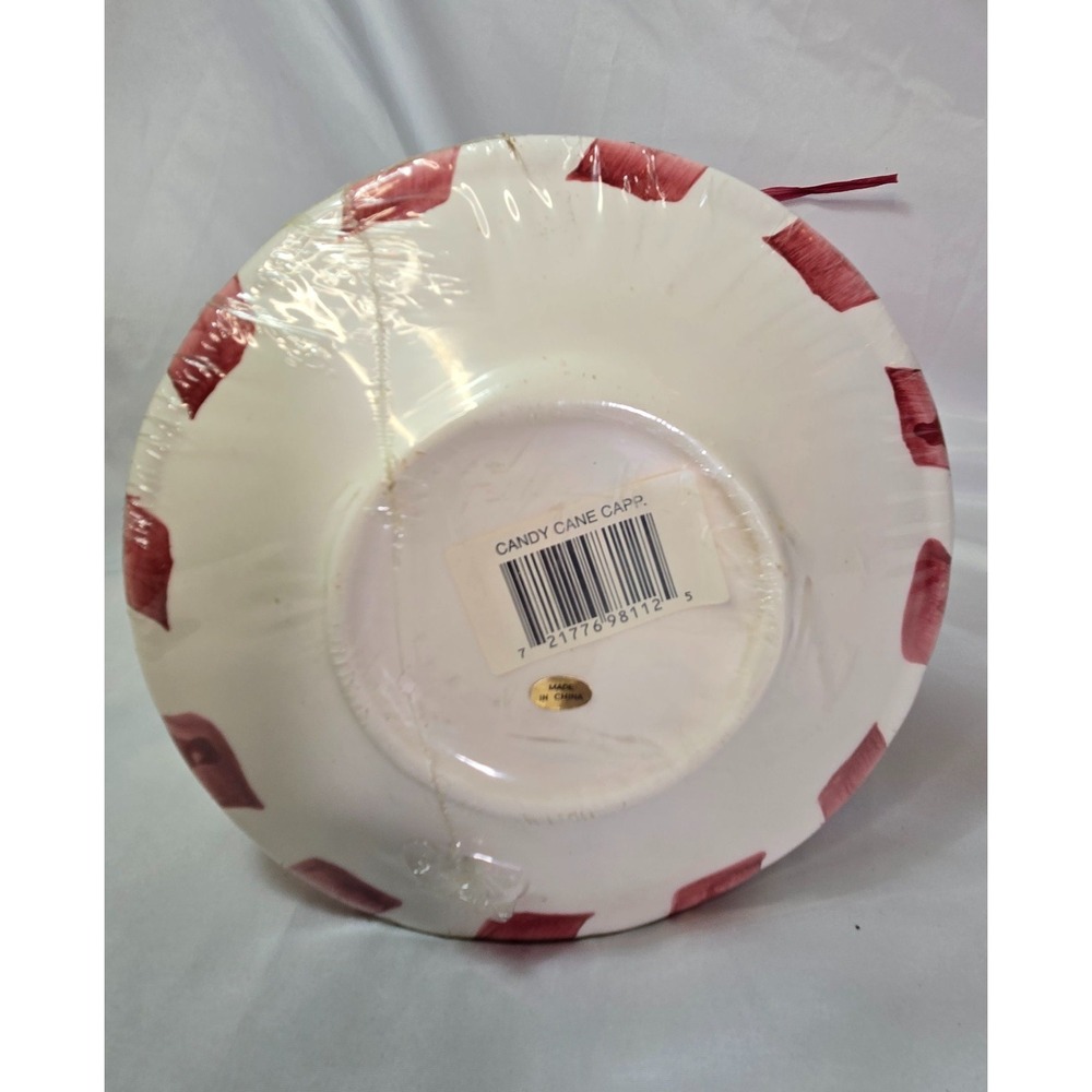 Christmas Candy Cane Jumbo Coffee Mug 6" D 4" H and Saucer 8" D New Sealed - Picture 14 of 15